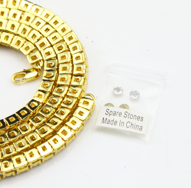 Men's hip hop single row alloy necklace full diamond necklace