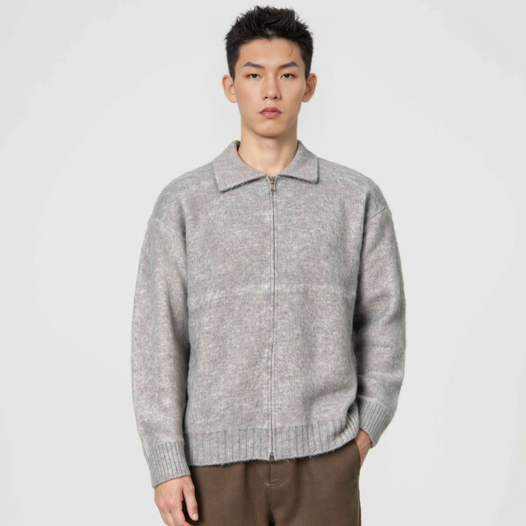 Zipper lapel sweater for men