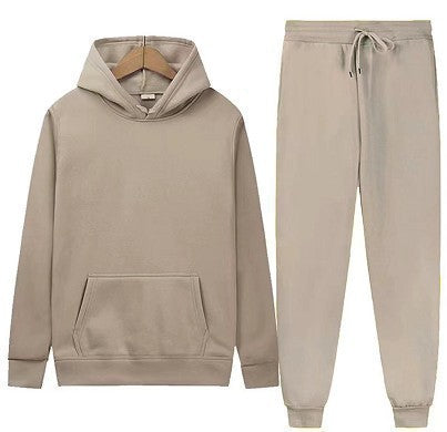 Casual Men's Hoodie Set Solid Color Two-Piece Tracksuit Trendy Sportswear