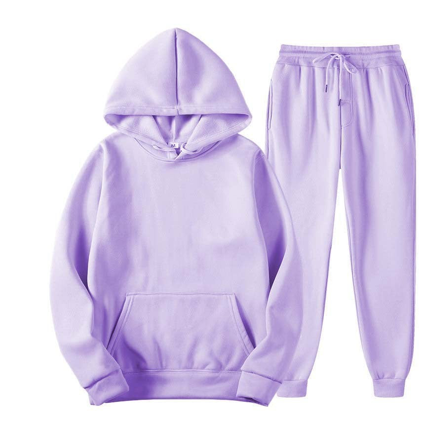 Casual Men's Hoodie Set Solid Color Two-Piece Tracksuit Trendy Sportswear