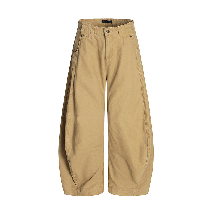 Khaki curved knife jeans for men