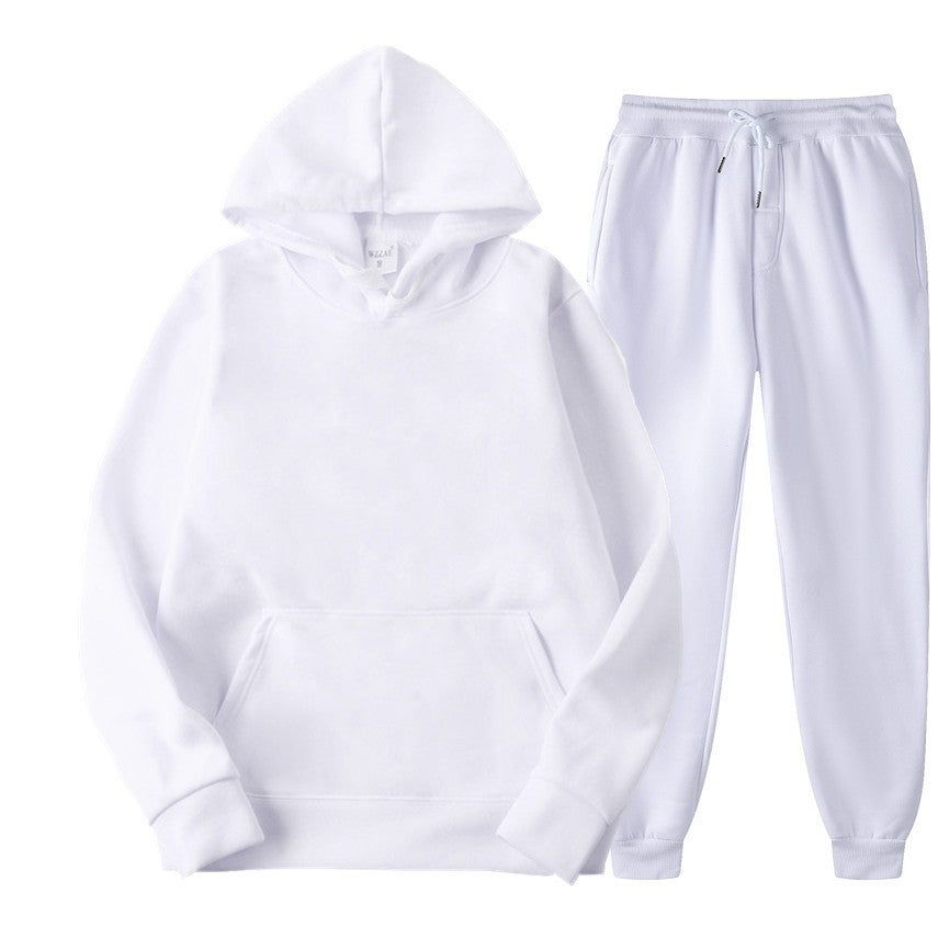 Casual Men's Hoodie Set Solid Color Two-Piece Tracksuit Trendy Sportswear