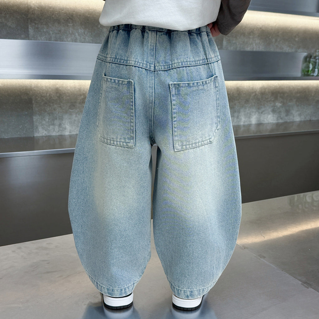 Boys' Casual Denim Curved Leg Pants