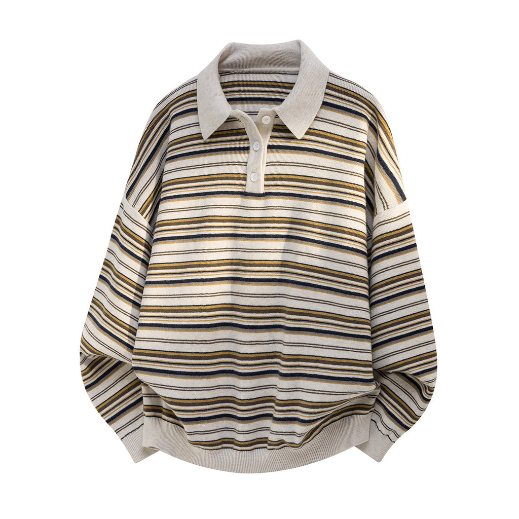 Striped collar sweater for men