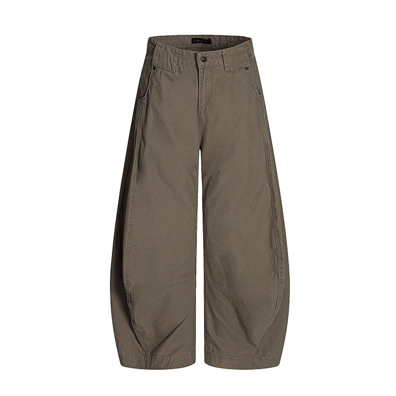Khaki curved knife jeans for men