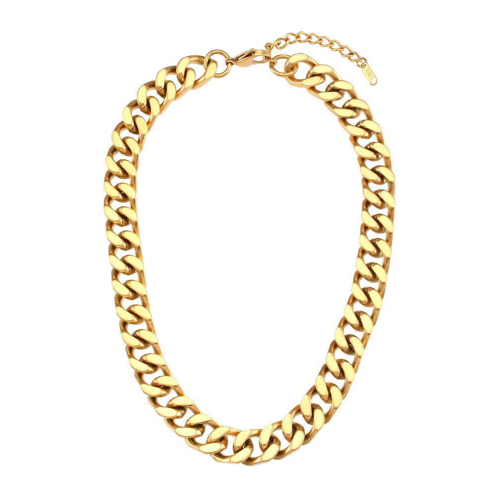 Hip Hop Stainless Steel Necklace Women's Cuban Chain Necklace Ornament
