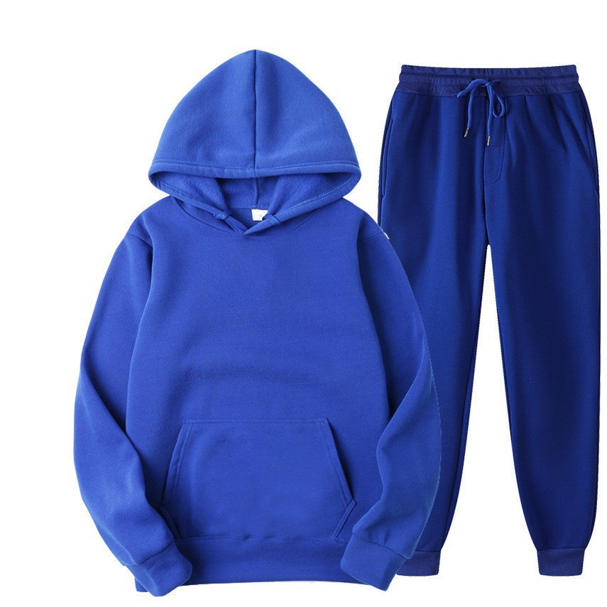 Casual Men's Hoodie Set Solid Color Two-Piece Tracksuit Trendy Sportswear