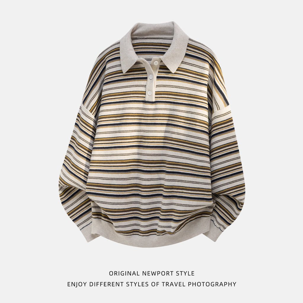 Striped collar sweater for men