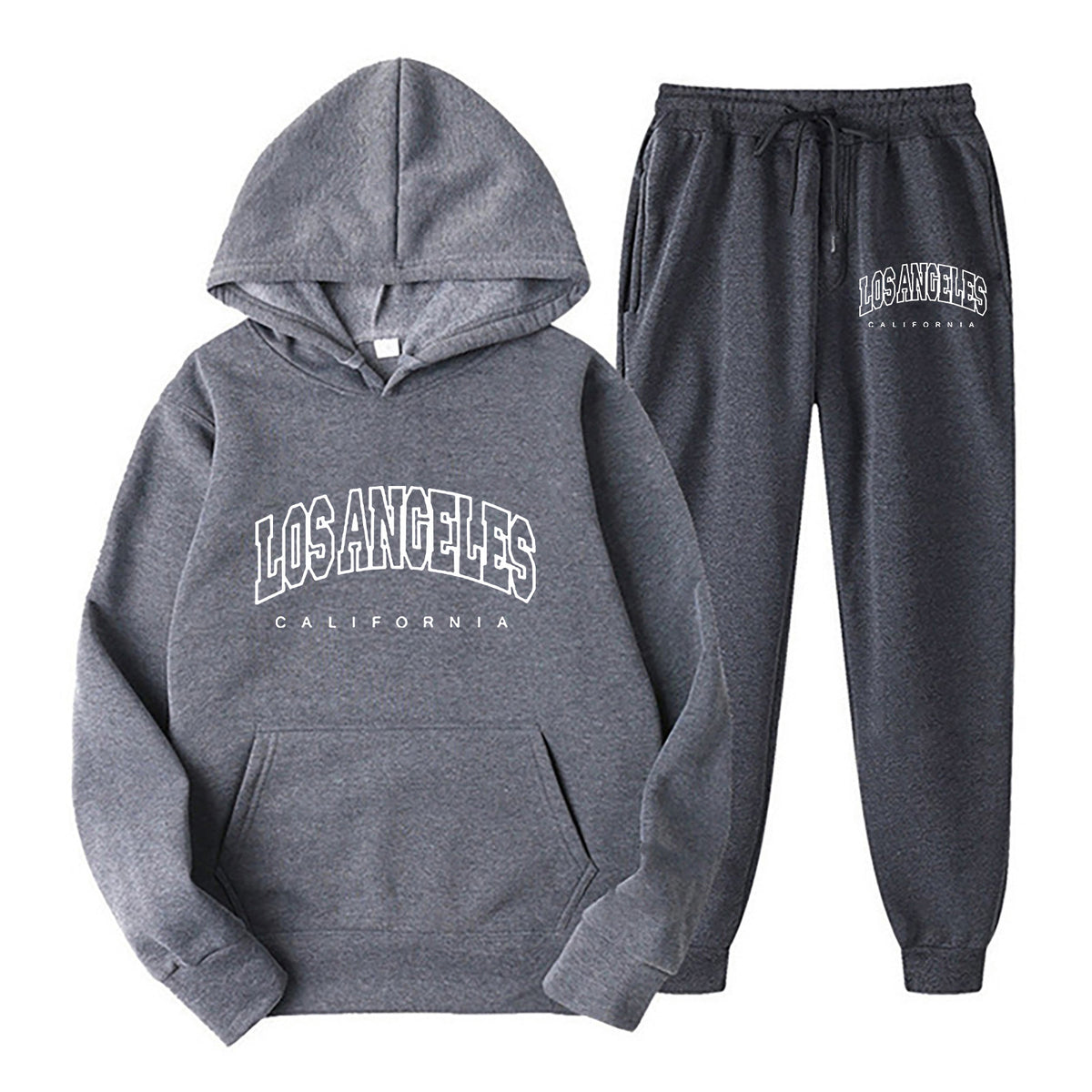 Long Sleeve Pullover Hoodie Sweatpants Set Plus Size Fleece Lined Unisex Tracksuit