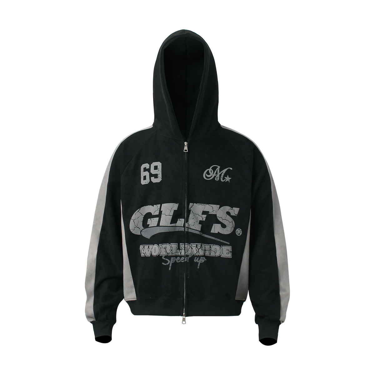 Suede zipper hoodie for men