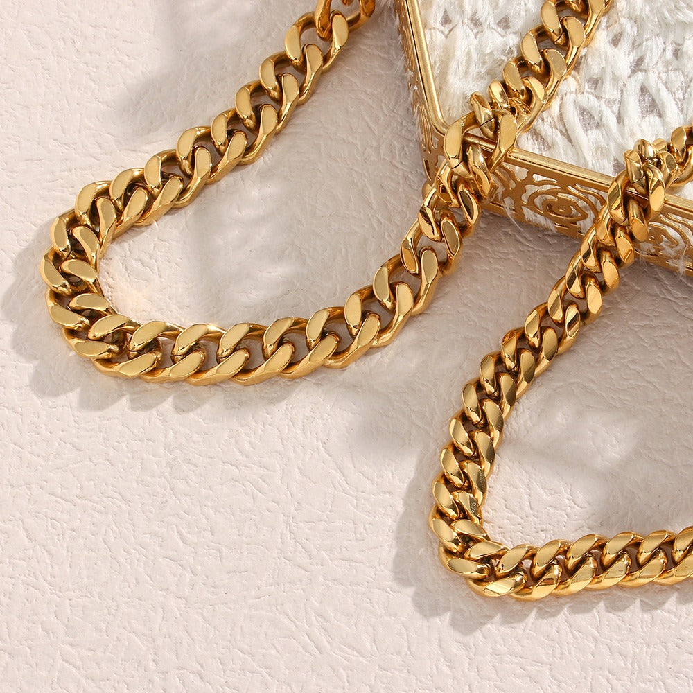 Hip Hop Stainless Steel Necklace Women's Cuban Chain Necklace Ornament
