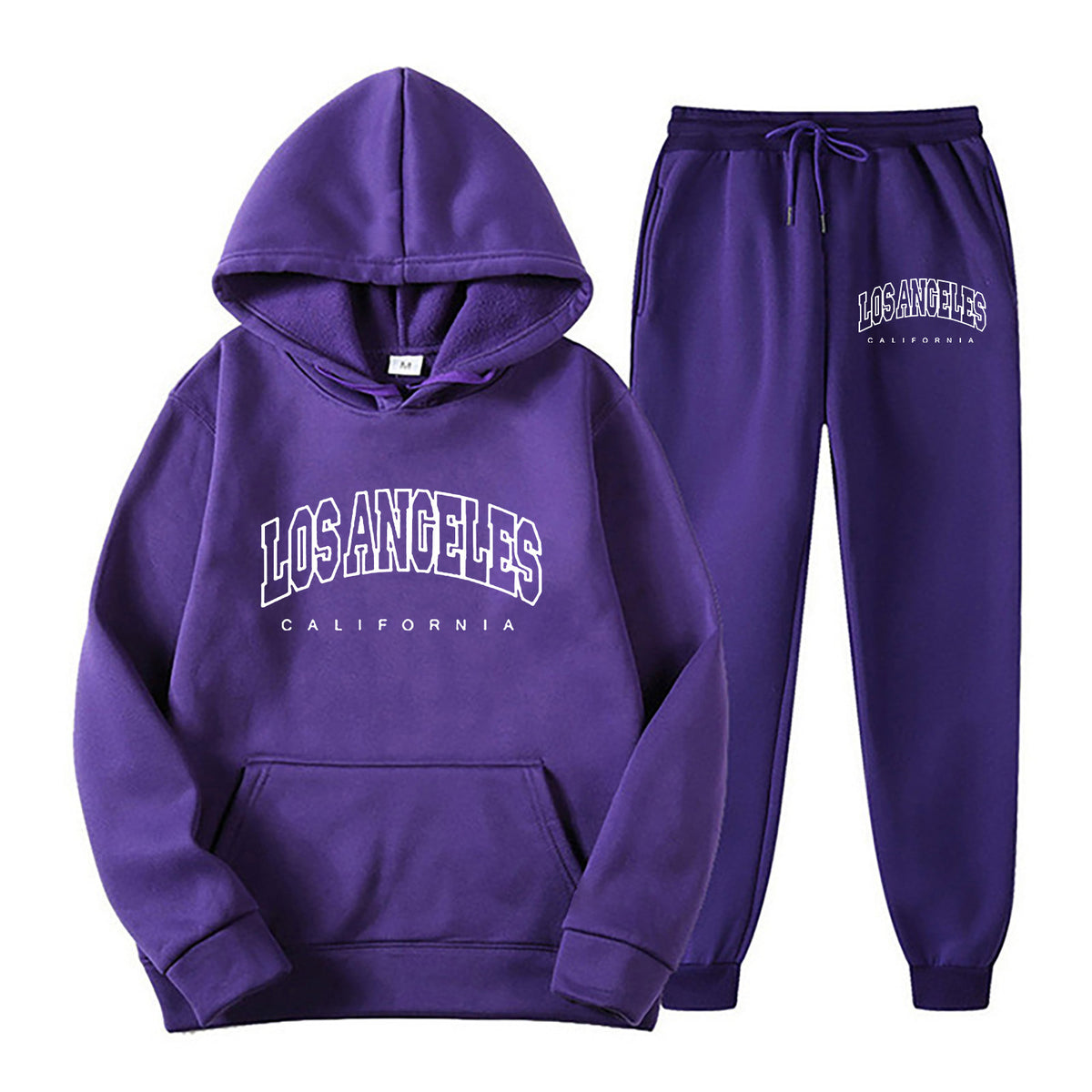 Long Sleeve Pullover Hoodie Sweatpants Set Plus Size Fleece Lined Unisex Tracksuit