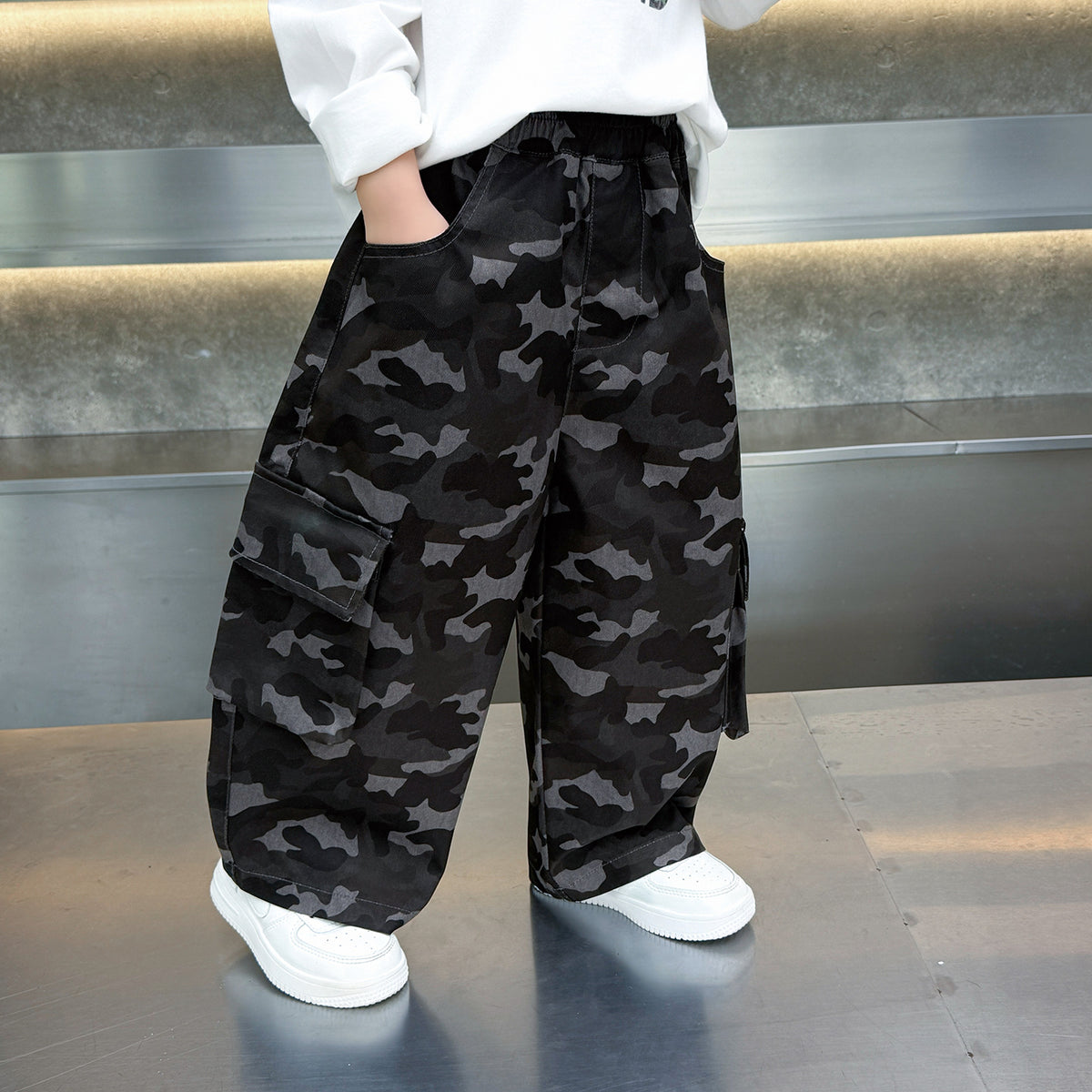 Boys'Casual Camouflage Cargo Pants