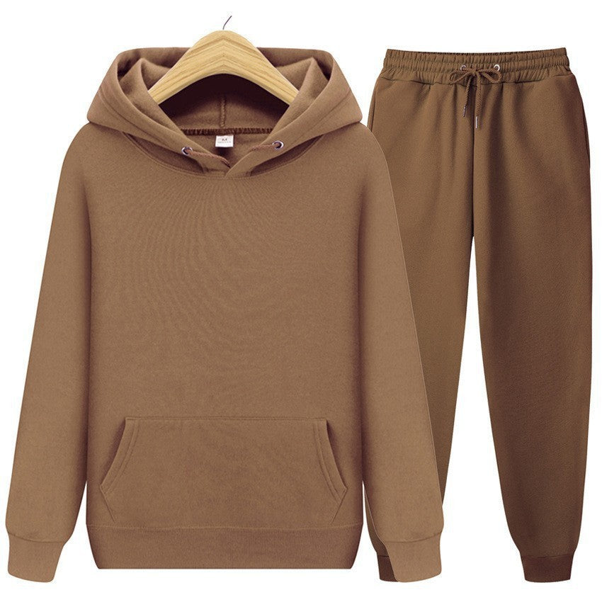 Casual Men's Hoodie Set Solid Color Two-Piece Tracksuit Trendy Sportswear