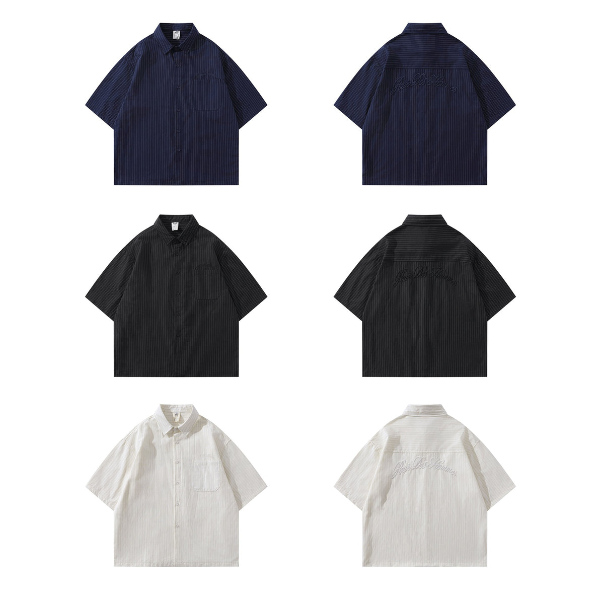 Embroidered striped shirt T-shirt