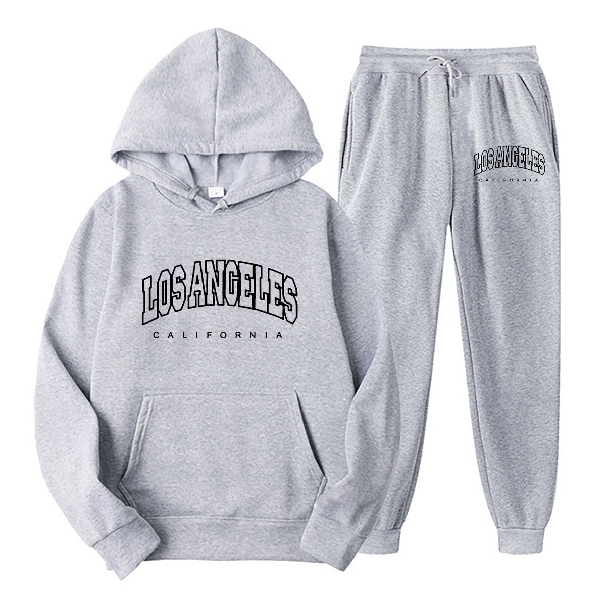 Long Sleeve Pullover Hoodie Sweatpants Set Plus Size Fleece Lined Unisex Tracksuit