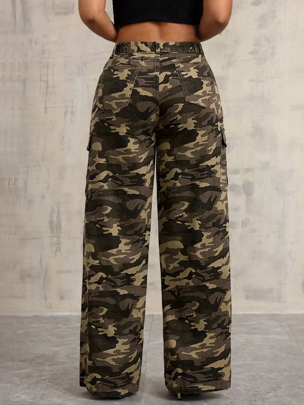 Camouflage Wide Leg Jeans