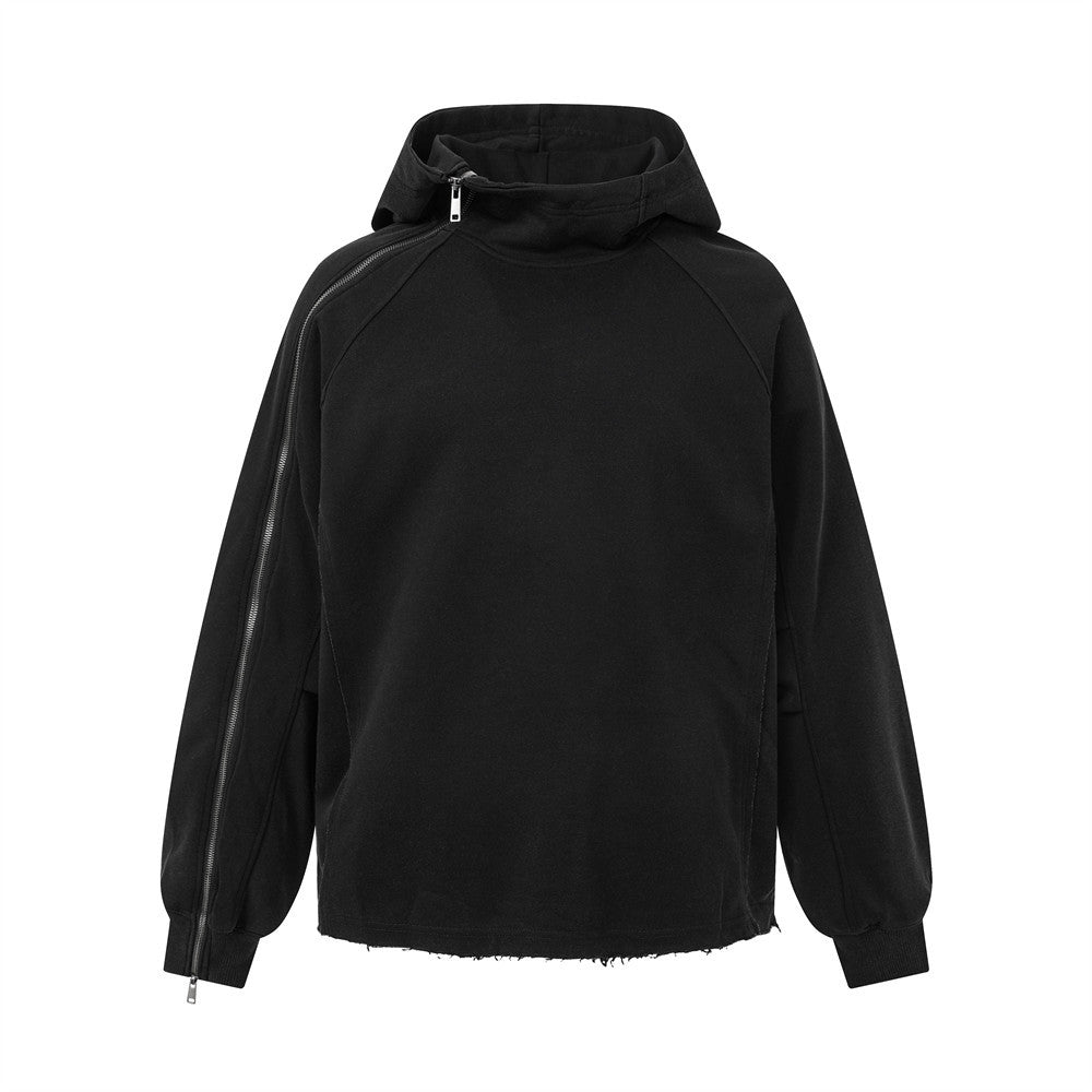 Washed and worn hooded sweatshirt for men